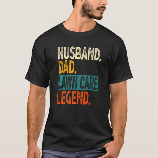 Camiseta Mens Husband Pai Lawn Care Legend Pai Lawn Mower (Frente)
