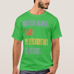 Camiseta Mens Husband Pai Presidente Legend Vintage do Pai