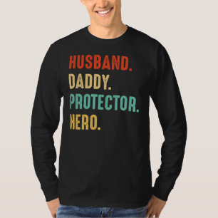 Camiseta Mens Husband Pai Protetor Hero Pai Padre Fath