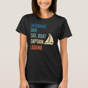 Camiseta Mens Husband Pai Sail Boat Capitão Legenda