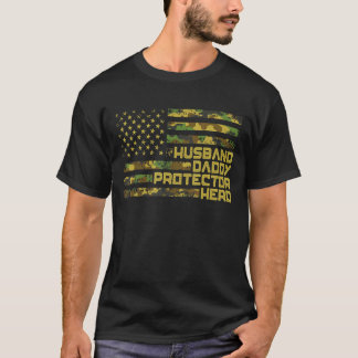 Camiseta Mens Husband Protetor Pai Hero Dia de os pais Cam
