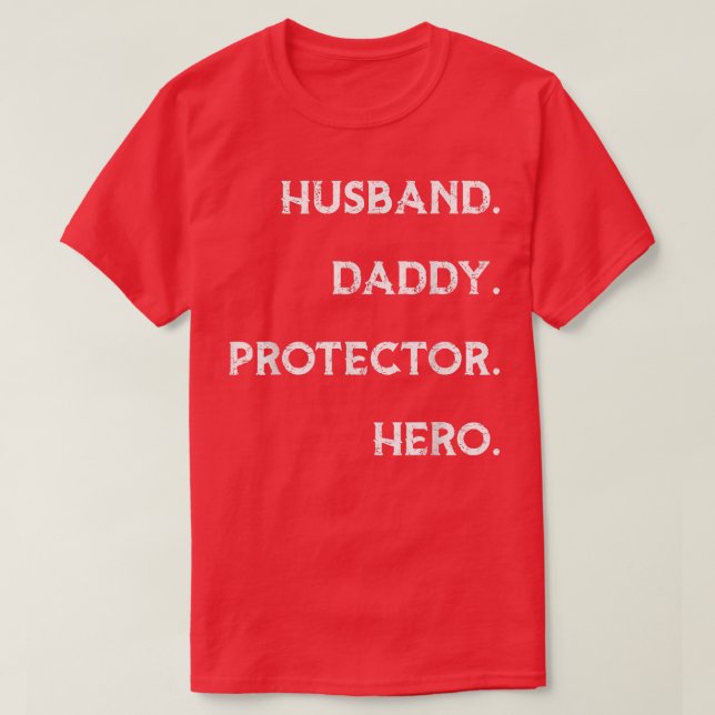Camiseta Mens Husband Protetor Pai Hero T Engraçado Padre (Frente do Design)