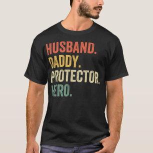 Camiseta Mens Husband Protetor Pai Herói Dia de os pais Vin
