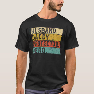 Camiseta Mens Husband Protetor Pai Herói Melhor Pai Pais