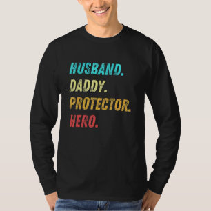 Camiseta Mens Husband Protetor Pai Herói Pais Veteranos