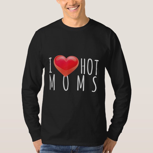 Camiseta Mens I Heart Hot Mães Best Mama Pride Summer Love (Frente)