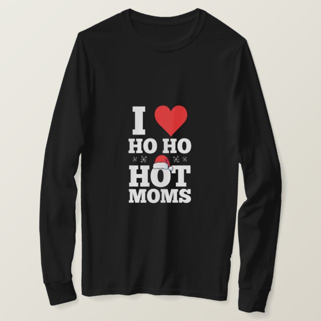 Camiseta Mens I ho ho ho hot Mães Santa Hat Xmas Premium (Frente do Design)