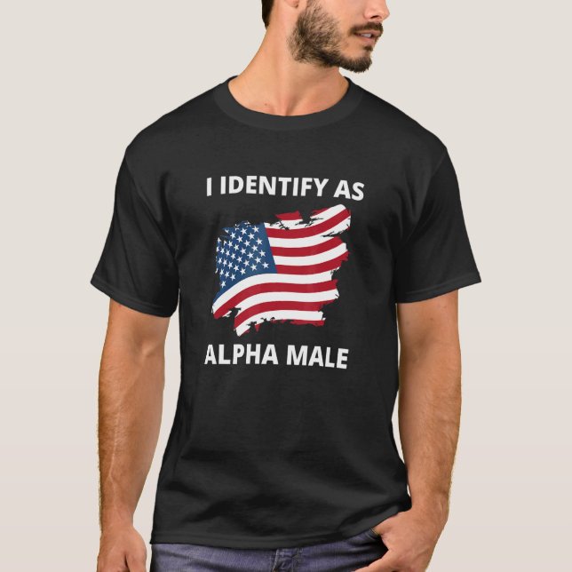 Camiseta Mens I Identifier Como Alpha Mens American Flag (Frente)