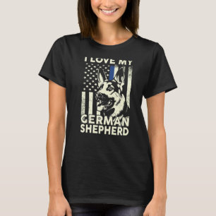 Camiseta Mens I Love German shepherd Custa Alemão Shepard D