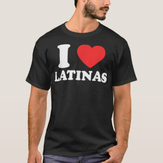 Camiseta Mens I Love I Heart Latinas Tshirt Engraçado Red H