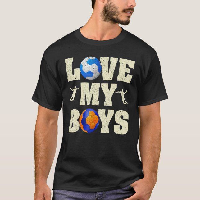 Camiseta Mens I Love My Boys Handball Dia de os pais Handba (Frente)