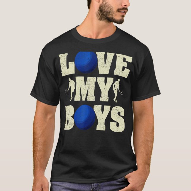 Camiseta Mens I Love My Boys Racquetball Dia de os pais Rac (Frente)