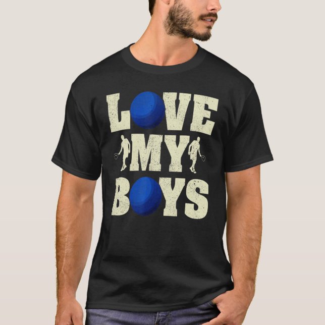 Camiseta Mens I Love My Boys Racquetball Dia de os pais Rac (Frente)