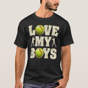 Camiseta Mens I Love My Boys Softball Dia de os pais Softba