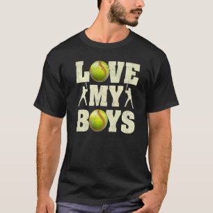 Camiseta Mens I Love My Boys Softball Dia de os pais Softba
