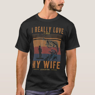 Camiseta Mens I Love My Wide Me Deixa Pescar Peixe Bass Eng