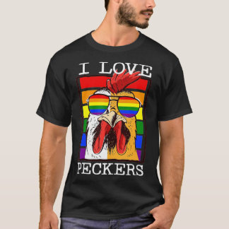 Camiseta Mens I Love Peckers Rooster Gay LGBT Pintinho Rain