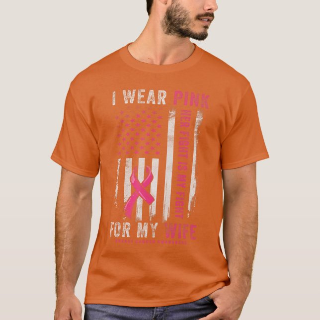 Camiseta Mens I Wear Pink for My Wife Breast Cancer Awarene (Frente)