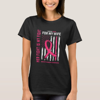 Camiseta Mens I Wear Pink Wife Breast Cancer Flag Her