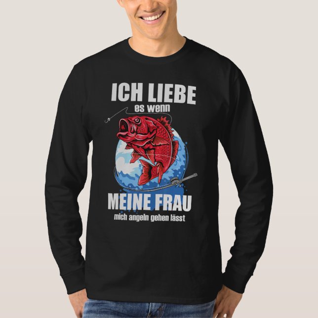 Camiseta Mens Ich Liebe Es Wenn Frau Mich Pesca Pescado (Frente)
