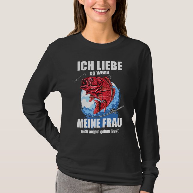 Camiseta Mens Ich Liebe Es Wenn Frau Mich Pesca Pescado (Frente)