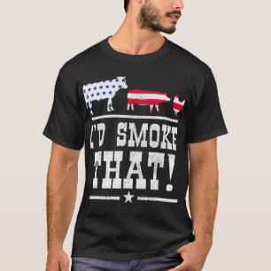 Camiseta Mens Id Fumam O CHURRASCO Carne Fumante Grill G