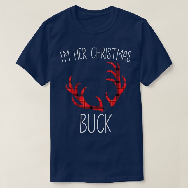 Camiseta Mens Im Her Christmas Buck Ugly Funny Christmas Sw (Frente do Design)