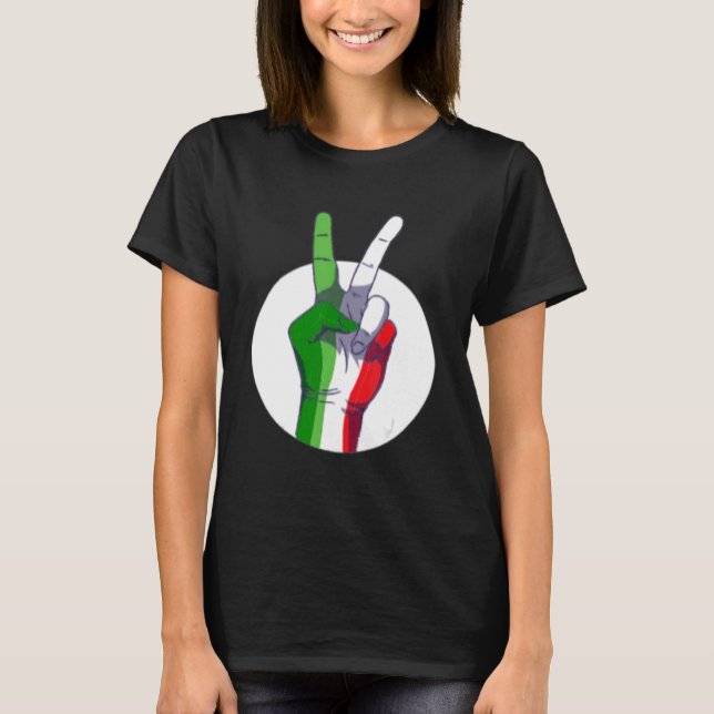 Camiseta Mens Italian Flag peace sign  Victory Sign Nationa (Frente)