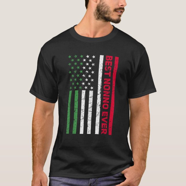 Camiseta Mens Italiano Nonno Italy American Flag Best Nonno (Frente)