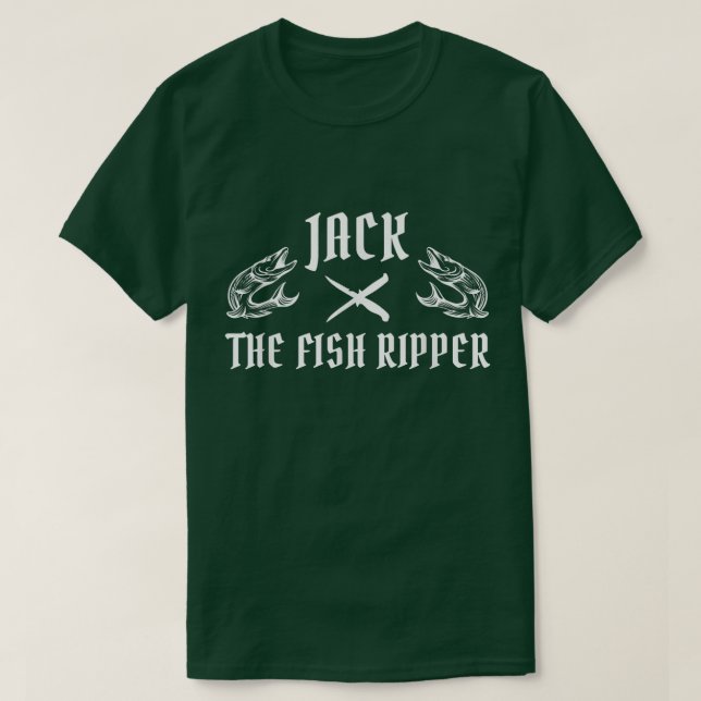Camiseta Mens Jack The Fish Ripper Pescador Gear Angler Fu (Frente do Design)