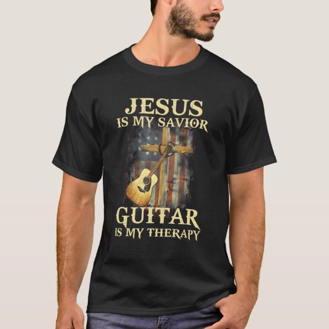 Camiseta Mens Jesus É Meu Violão Salvador É Minha Culpa Ter (Frente)