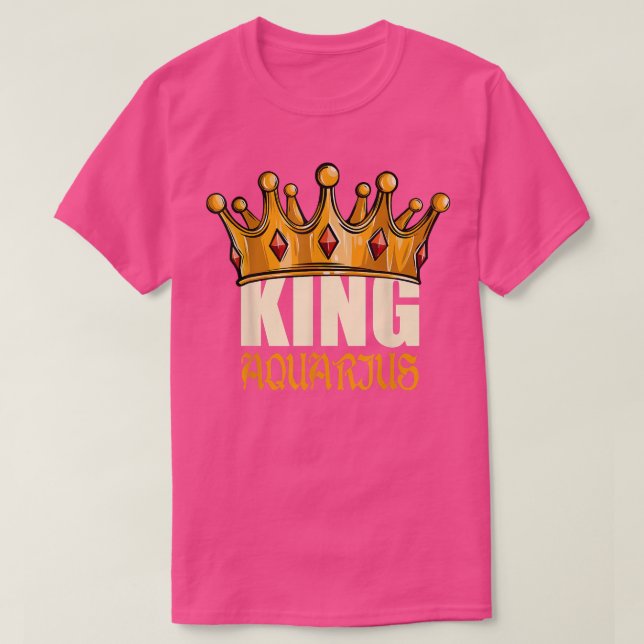 Camiseta Mens King Aquarius Zodiac Birthday Horoscope Astro (Frente do Design)