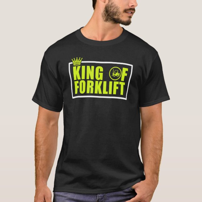 Camiseta Mens King of Forklevantar Operador Funny Fork Leva (Frente)