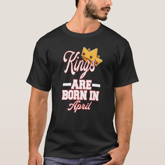Camiseta Mens Kings São Nasceres No Dia 1 De Abril (Frente)