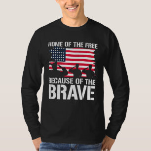 Camiseta Mens Lar Dos Gratuitos Por Causa Da Corajosa Bande