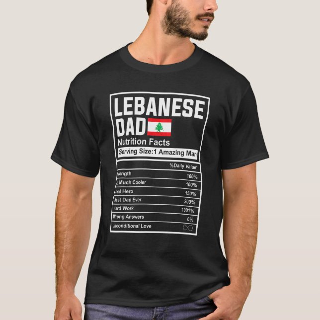Camiseta Mens Lebanese Dad Nutrition Facts Father's Day Nat (Frente)