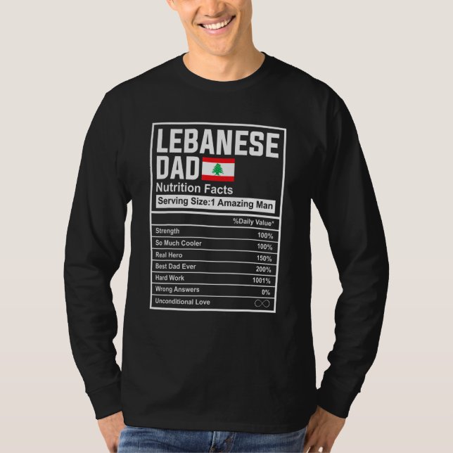 Camiseta Mens Lebanese Dad Nutrition Facts Father's Day Nat (Frente)