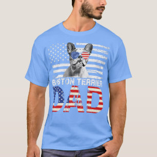 Camiseta Mens Legal Boston Terrier Pai EUA Flag Patriótico 