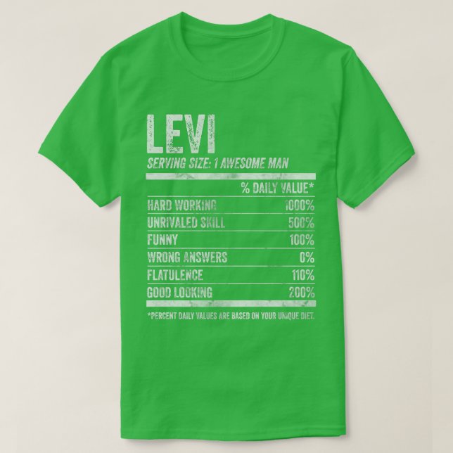 Camiseta Mens Levi Nutrition Personalized Name  Funny Name  (Frente do Design)