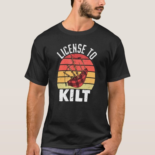 Camiseta Mens License Para Matar Matar Vestindo Escocês (Frente)