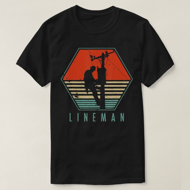 Camiseta Mens Lineman Vintage - Presente Elétrico (Frente do Design)