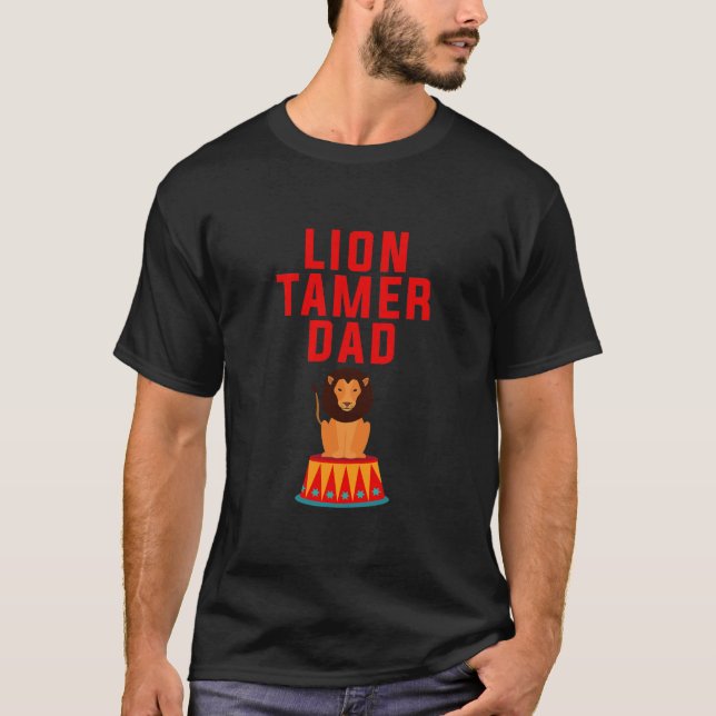 Camiseta Mens Lion Tamer Pai Engraçado Circo Pensado Crianç (Frente)