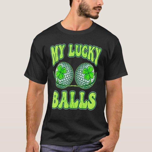 Camiseta Mens Lucky Golf Balls Golfer Idea Mens Rua Patrão (Frente)