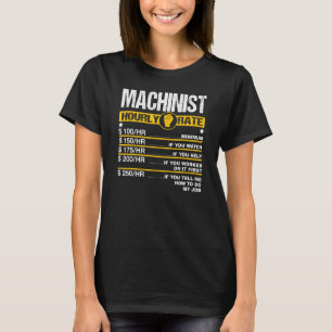 Camiseta Mens Machinist - Taxa Horária - Mão-de-Obra do Dri