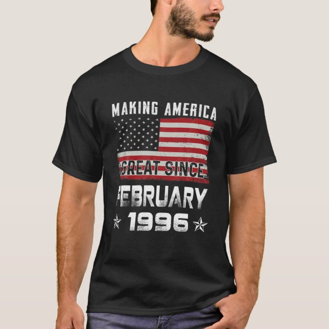 Camiseta Mens Making America Great Since February 1996 Bday (Frente)