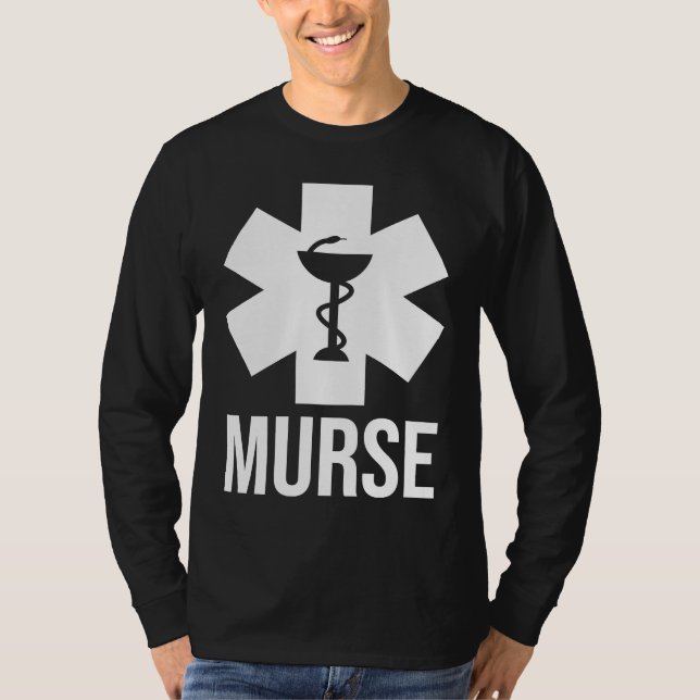 Camiseta Mens Male Nurse  Murse Rn Lpn Cna (Frente)