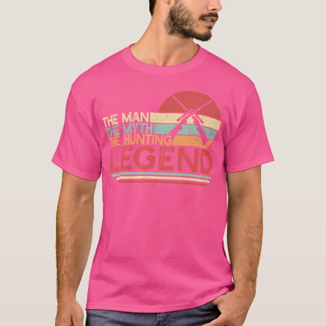 Camiseta Mens Man Myth Caça Legenda Caça Fugas Caça Caça Ca (Frente)