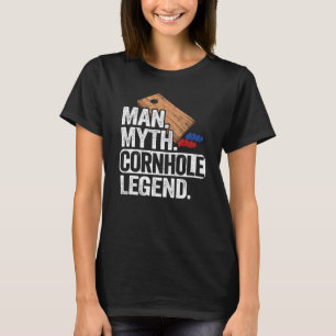 Camiseta Mens Man Myth Cornhole Pai Corn Hole Pai
