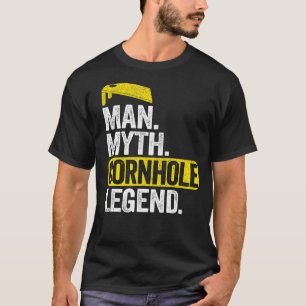 Camiseta Mens Man Myth Cornhole Pai Corn Hole Pai