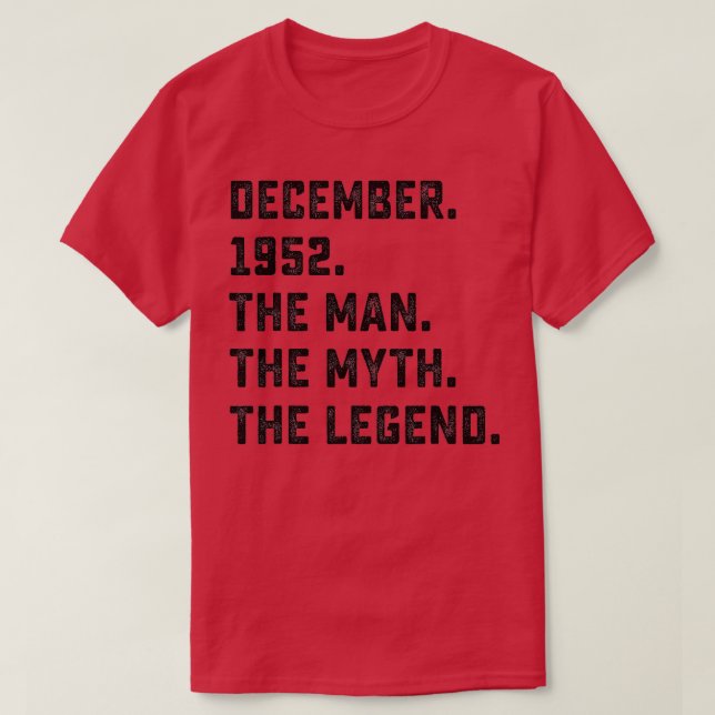 Camiseta Mens Man Myth Legend dezembro de 1952 70 Birthday  (Frente do Design)